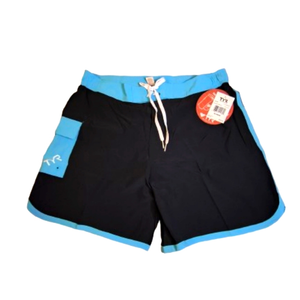 TYR Men's Black and Blue Swim Shorts